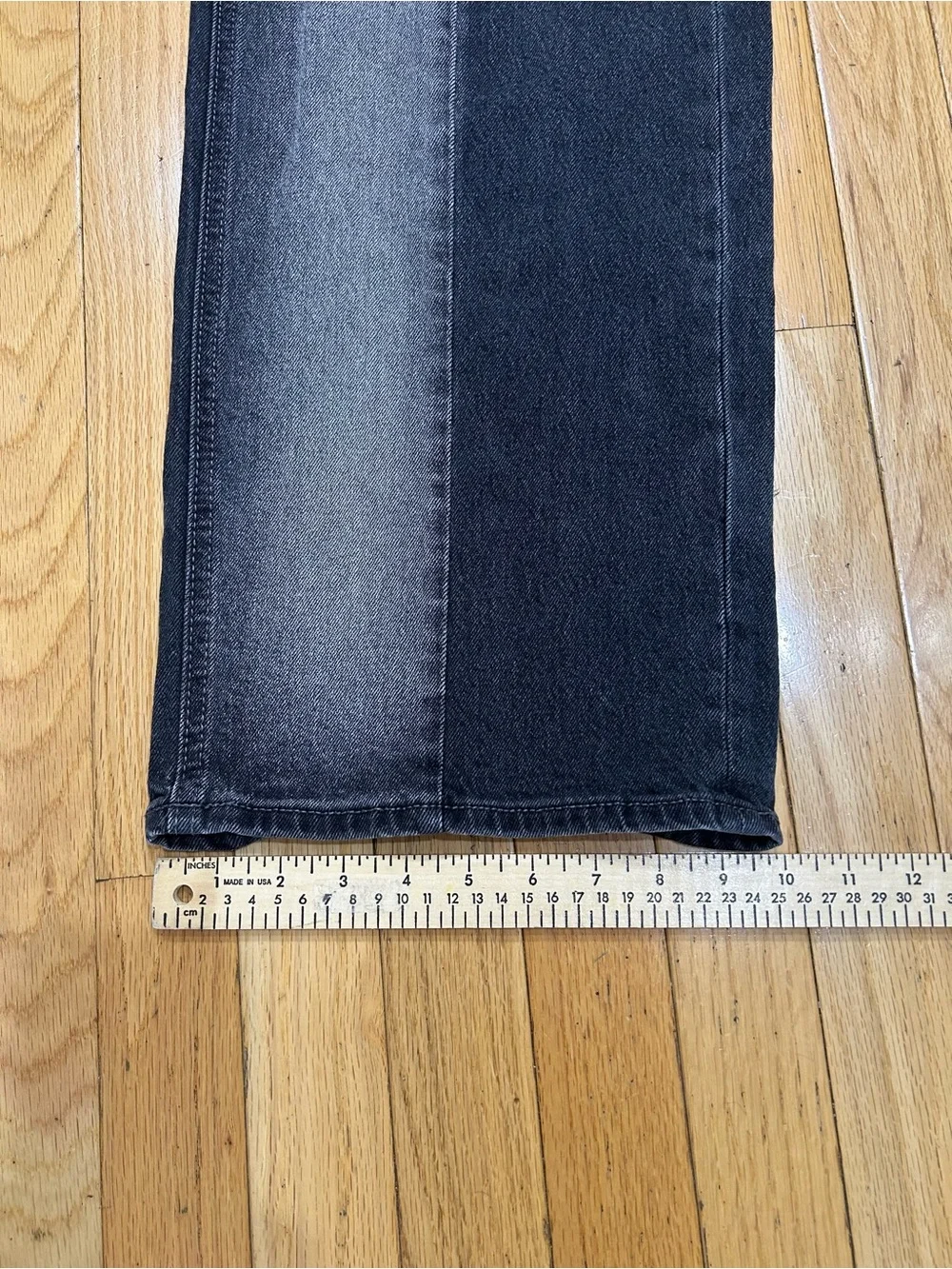 Old Navy Sky-Hi Wide Leg Jeans Two-Tone Colorblock Panel Faded Black Gray Size 8